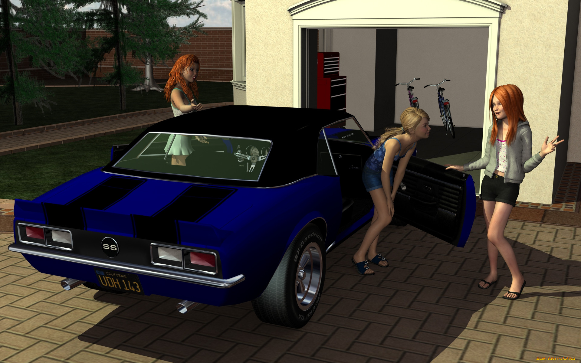 , 3d car&girl, , , , 